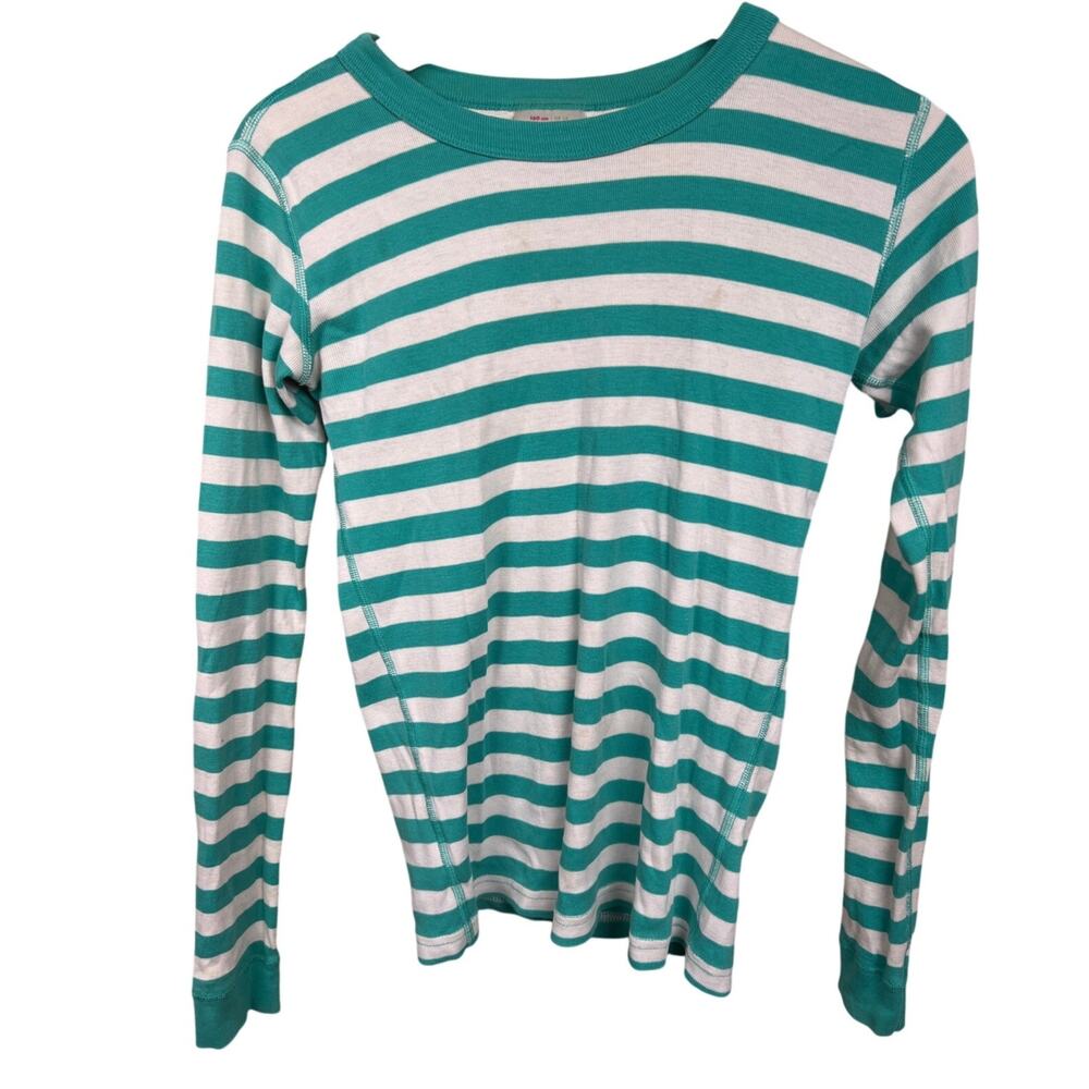 Hanna Anderson Striped 160CM Green Striped Pajama Top - Picture 1 of 7